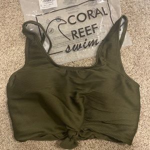 Coral Reef Olive Green Swim Top
